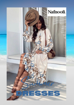 Floral-Print Midi Dress, Blue Brown 